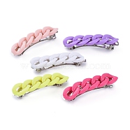 Iron Hair Barrette, with Acrylic Curb Chain, Platinum, Mixed Color, 58.6x13.8x13mm(OHAR-JH00021-M)