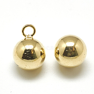Brass Charms, Round, Real 18K Gold Plated, 11x8mm, Hole: 1mm(KK-T032-180G)