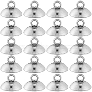 100Pcs 304 Stainless Steel Bead Cap Pendant Bails, for Globe Glass Bubble Cover Pendants, Stainless Steel Color, 8mm, Hole: 1.8mm(STAS-SC0005-92)