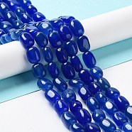 Natural Jade Beads Strands, Dyed, Nuggets, Tumbled Stone, Blue, 9.5~11.5x8~8.5x7~8mm, Hole: 1mm, about 34~38pcs/strand, 14.76~15.16''(37.5~38.5cm)(G-E614-B01-03)
