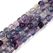 Natural Purple Fluorite Beads Strands, Faceted, Cube, 4~5x4~5x4~5mm, Hole: 0.8mm, about 92~105pcs/strand, 14.96~15.35 inch(38~39cm)(G-N342-123)