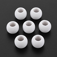 Opaque Acrylic European Beads, Large Hole Beads, Frosted, Rondelle, White, 11.5x9mm, Hole: 6mm, about 800pcs/50g. (X-SACR-T343-11-A)