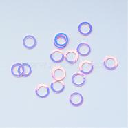 Ornament Accessories Disc Plastic Paillette Beads, Sequins Beads, Donut, Pink, 6x0.2mm, Hole: 4mm, about 30000pcs/500g(PVC-R017-0470)