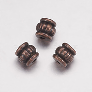 Tibetan Style Beads, Cadmium Free & Nickel Free & Lead Free, Barrel, Red Copper, 5x5x5mm, Hole: 1.5mm(TIBEB-Q043-R-FF)