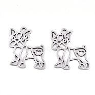201 Stainless Steel Pendants, Laser Cut, Bulldog, Stainless Steel Color, 20x17x0.9mm, Hole: 1.6mm(X-STAS-S081-047)