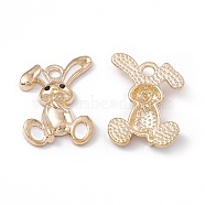 Alloy Enamel Pendants, Light Gold, Rabbit Charm, White, 20x14x3mm, Hole: 2mm(ENAM-C006-05KCG-06)