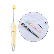 UV Plated Plastic Ball-Point Pen, Beadable Pen, for DIY Personalized Pen with Jewelry Beads, Champagne Yellow, 150x12mm(AJEW-C038-03B)