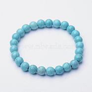 Synthetic Turquoise Beaded Stretch Bracelets, 52mm(BJEW-F203-02)