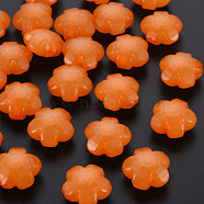 Imitation Jelly Acrylic Beads, Flower, Faceted, Dark Orange, 17x17.5x10mm, Hole: 2mm, about 340pcs/500g(MACR-S373-87-E05)
