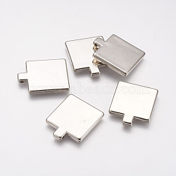 CCB Plastic Pendants, Square, Platinum, 36x30x4mm, Hole: 2mm(CCB-P004-39P)