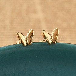 304 Stainless Steel Stud Earrings, Real 18K Gold Plated, Butterfly, 5.5x6.5mm(STAS-E502-04G-02)