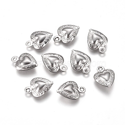 304 Stainless Steel Charms, Heart, Stainless Steel Color, 12x9x3mm, Hole: 1mm(X-STAS-I138-14P)