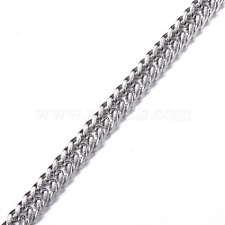 304 Stainless Steel Cuban Link Chains, Chunky Curb Chains, Unwelded, with Spool, Faceted, for Jewelry Making, Stainless Steel Color, 5.5x4x0.8mm, about 32.8 Feet(10m)/roll(CHS-H007-53P)