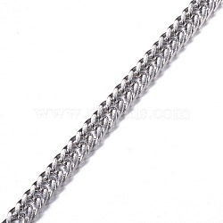 Tarnish Resistant 304 Stainless Steel Cuban Link Chains, Chunky Curb Chains, Unwelded, with Spool, Faceted, for Jewelry Making, Stainless Steel Color, 5.5x4x0.8mm, about 32.8 Feet(10m)/roll(CHS-H007-53P)