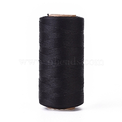Waxed Polyester Cord, Micro Macrame Cord, Waxed Sewing Thread, Flat, Black, 0.8mm, about 284.33 yards(260m)/roll(YC-I003-A23)