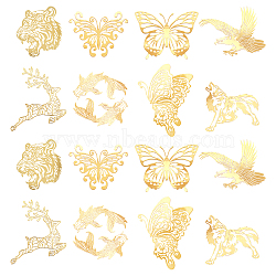 Olycraft Self Adhesive Brass Stickers, Scrapbooking Stickers, for Epoxy Resin Crafts, Golden, 16pcs/box(DIY-OC0003-86G)