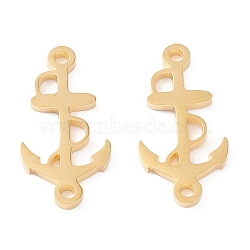 201 Stainless Steel Links, Manual Polishing, Anchor Vacuum Plating , Real 18K Gold Plated, 22x11x1.5mm, Hole: 1.6mm(STAS-F231-132G)