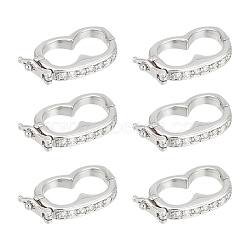 6Pcs Rack Plating Brass Micro Pave Cubic Zirconia Twister Clasps, Lead Free & Cadmium Free, Platinum, 19x9.5x3mm(ZIRC-UN0001-08P)