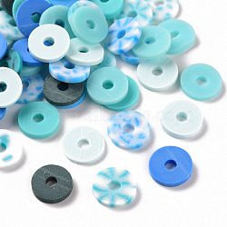 Handmade Polymer Clay Beads, Heishi Beads, for DIY Jewelry Crafts Supplies, Disc/Flat Round, Medium Turquoise, 8x1.5mm, Hole: 2mm, about 11500pcs/1000g(CLAY-T019-02A)