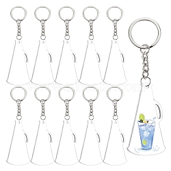 DIY Keychain Making, with Transparent Trumpet Blank Acrylic Pendants, 304 Stainless Steel Open Jump Rings, Iron Keychain Ring, Clear, 118x72x35mm(DIY-BC0010-82P)