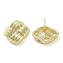 Brass Studs Earrings, Long-Lasting Plated, Lead Free & Cadmium Free, Rhombus, Real 18K Gold Plated, 24x24.5mm(EJEW-K276-10G)