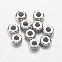 304 Stainless Steel Beads, Flat Round, Stainless Steel Color, 4x2mm, Hole: 1.5mm(X-STAS-F149-13P-C)