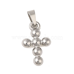 Non-Tarnish 304 Stainless Steel Pendants, Corss Charm, Stainless Steel Color, 19.5x12x3mm, Hole: 6x3.5mm(STAS-C103-30A-P)