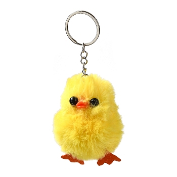 Imitation Wool and Plastic Keychain, with Iron Ring, Duck, 13cm