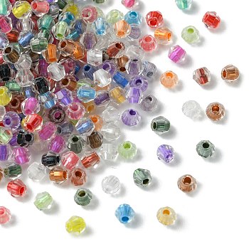 500Pcs Transparent Glass Beads, Opaque Inner Core, Faceted, Rhombus, Mixed Color, 4.5x3.5mm, Hole: 1.6mm