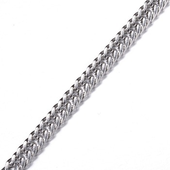 304 Stainless Steel Cuban Link Chains, Chunky Curb Chains, Unwelded, with Spool, Faceted, for Jewelry Making, Stainless Steel Color, 5.5x4x0.8mm, about 32.8 Feet(10m)/roll