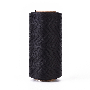 Waxed Polyester Cord, Micro Macrame Cord, Waxed Sewing Thread, Flat, Black, 0.8mm, about 284.33 yards(260m)/roll