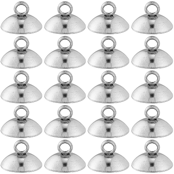 100Pcs 304 Stainless Steel Bead Cap Pendant Bails, for Globe Glass Bubble Cover Pendants, Stainless Steel Color, 8mm, Hole: 1.8mm