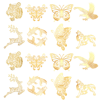 Olycraft Self Adhesive Brass Stickers, Scrapbooking Stickers, for Epoxy Resin Crafts, Golden, 16pcs/box