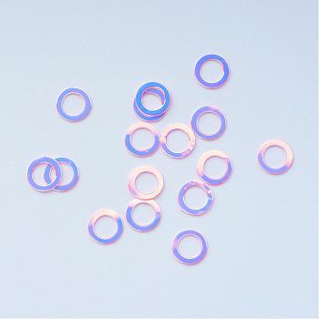 Ornament Accessories Disc Plastic Paillette Beads, Sequins Beads, Donut, Pink, 6x0.2mm, Hole: 4mm, about 30000pcs/500g