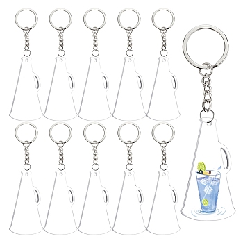 DIY Keychain Making, with Transparent Trumpet Blank Acrylic Pendants, 304 Stainless Steel Open Jump Rings, Iron Keychain Ring, Clear, 118x72x35mm