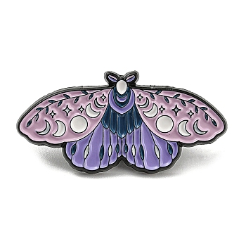 Enamel Pins, Black Alloy Brooches for Backpack Clothes, Butterfly, 17x35.5x1.5mm