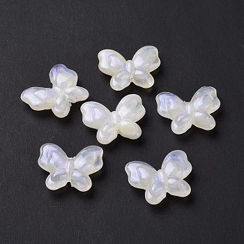 Opaque Acrylic Beads, Glitter Beads, Butterfly, Beige, 17x20x5.5mm, Hole: 1.6mm, about 415pcs/500g