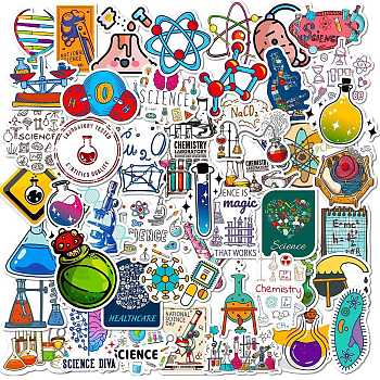 Cartoon Paper Sticker, for DIY Scrapbooking, Craft, Science Theme, Mixed Color, 31~71.5x32~66x0.1mm, 50pcs/bag