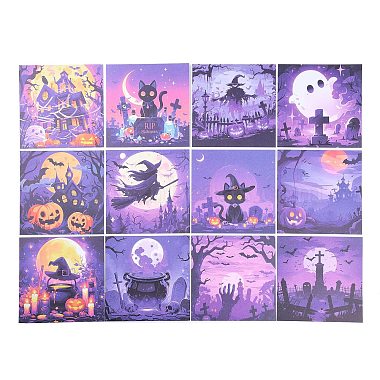 Halloween Witch Pumpkin Ghost Pattern Scrapbooking Paper Pads Set(STIC-C010-33C)-2