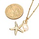 Starfish/Sea Stars & Natural Pearl Pendant Necklace for Teen Girl Women(NJEW-JN03717-01)-4