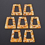 Cellulose Acetate(Resin) Pendants, Trapezoid, Dark Orange, 29.5x27x2.5mm, Hole: 1.4mm(KY-N015-020-04)