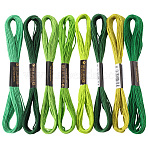 8 Skeins 8 Colors 6-Ply Polyester Embroidery Floss, Cross Stitch Threads, Tassel Embroidery, Gradient Color, Green, 2mm, about 8.20 Yards(7.5m)/Skein(OCOR-CY0002-09C)