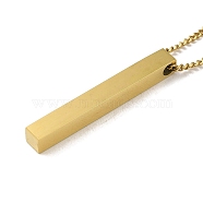 Vacuum Plating 201 Stainless Steel Pendant Necklaces, Rectangle, Real 18K Gold Plated, 23.62 inch(60cm)(NJEW-M218-03G)