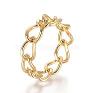 Unisex 304 Stainless Steel Chain Finger Rings, Wide Band Rings, Golden, Size 7, 17mm(RJEW-L091-34-G-17mm)