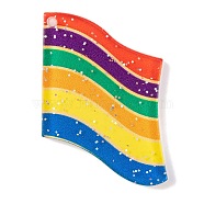 Rainbow Theme Acrylic Pendants, Flag, 43.5x30x2mm, Hole: 1.7mm(MACR-U003-01G)