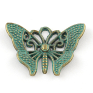 Butterfly Zinc Alloy Pendants, Cadmium Free & Nickel Free & Lead Free, Antique Bronze & Green Patina, 23x31x3mm, Hole: 4x3mm(X-PALLOY-Q309-04-FF)