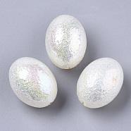 ABS Plastic Imitation Pearl Beads, Textured Beads, AB Color Plated, Oval, Creamy White, 23x17.5mm, Hole: 1.8mm, about 120pcs/500g(SACR-N009-31A)