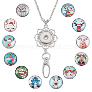 DIY Necklaces Making Kit, Including Platinum Plated Brass Jewelry Snap Buttons, Alloy Snap Pendant Making, with Swivel Clasps, 304 Stainless Steel Cable Chains Necklaces, Reindeer Pattern, Button: 18.5x9mm, 12Pcs/set, 1 Set(DIY-SC0021-96B)