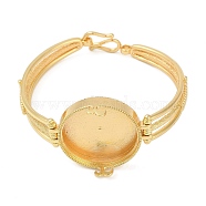 Brass Link Bracelet Making, with Flat Round Tray, Rack Plating, Long-Lasting Plated, Golden, Tray: 29mm, 7 inch(17.8cm)(KK-F891-19G)