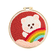 DIY Punch Needle Kits, Bear Pattern, for DIY Craft Stitching, 27x27x0.1cm(DIY-P013-04)